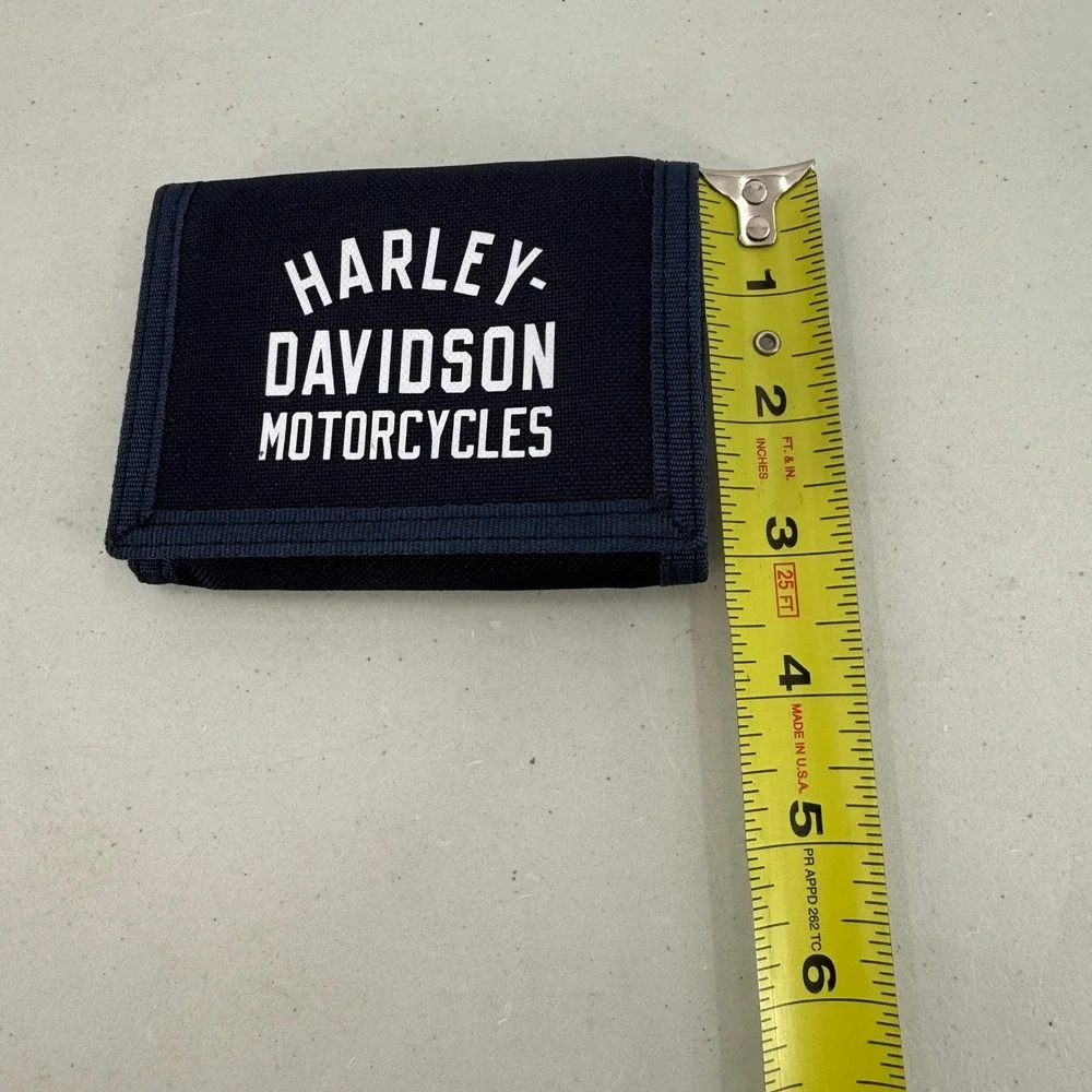 Harley-Davidson Motorcycles Trifold Wallet Mens OS Blue White Polyester